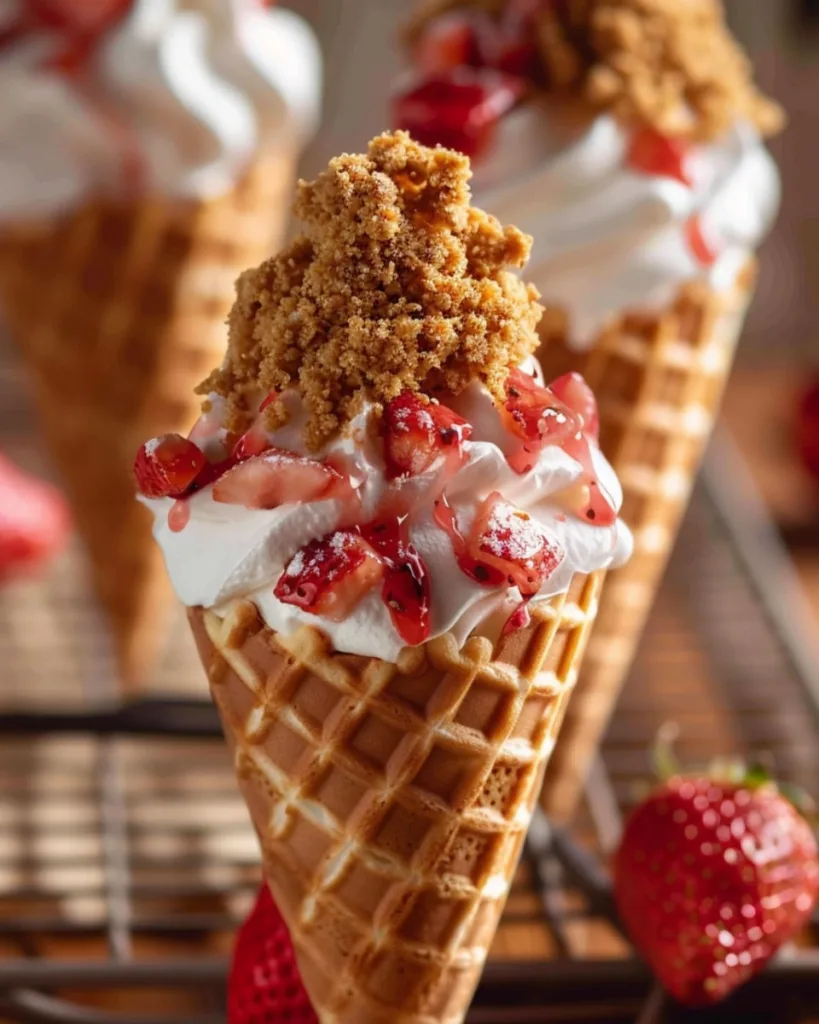 Strawberry Crunch Cheesecake Cones 2